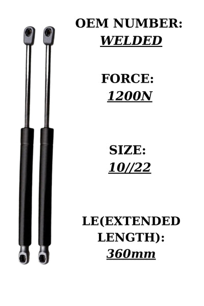 2x 1200N Bed Lift Support Gas Struts β 10/22mm Size β 360mm Length β Hydraulic Lift