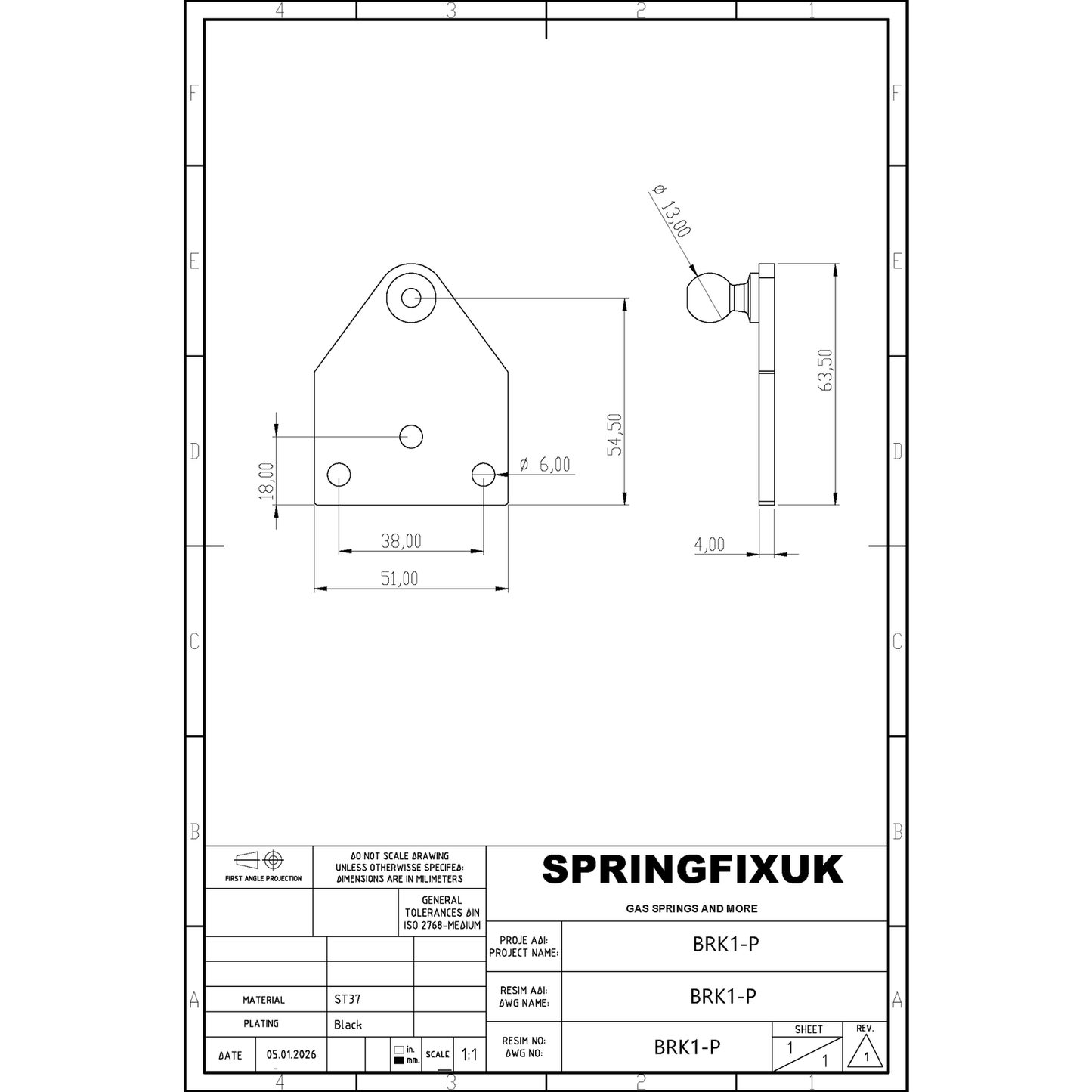 2x 13mm Gas Strut Bracket Ball Stud Heavy Duty Zinc Plated