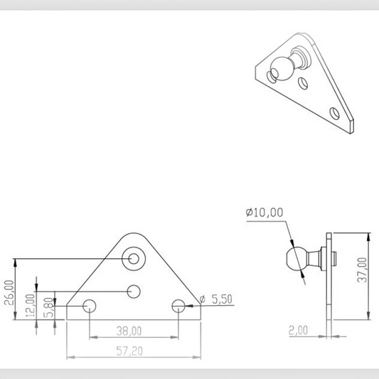 Gas Strut Mounting Plate 10mm Ball Stud Flat Bracket Zinc Steel – 2 Pack | SpringFix UK SpringFixUk