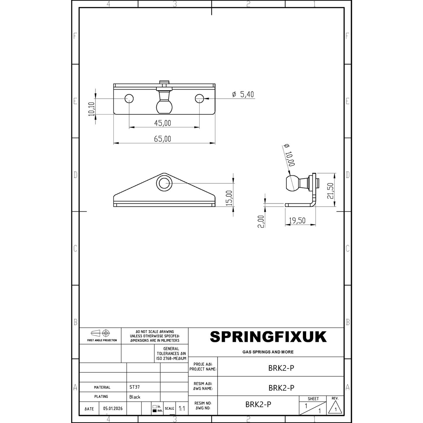 2x 10mm Gas Strut Bracket Ball Stud Low Profile Zinc Plated