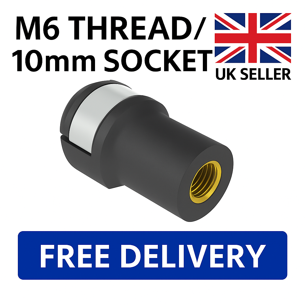 2x M6 Plastic Gas Strut End Fittings 10mm Ball Socket Brass Thread | UK SELLER