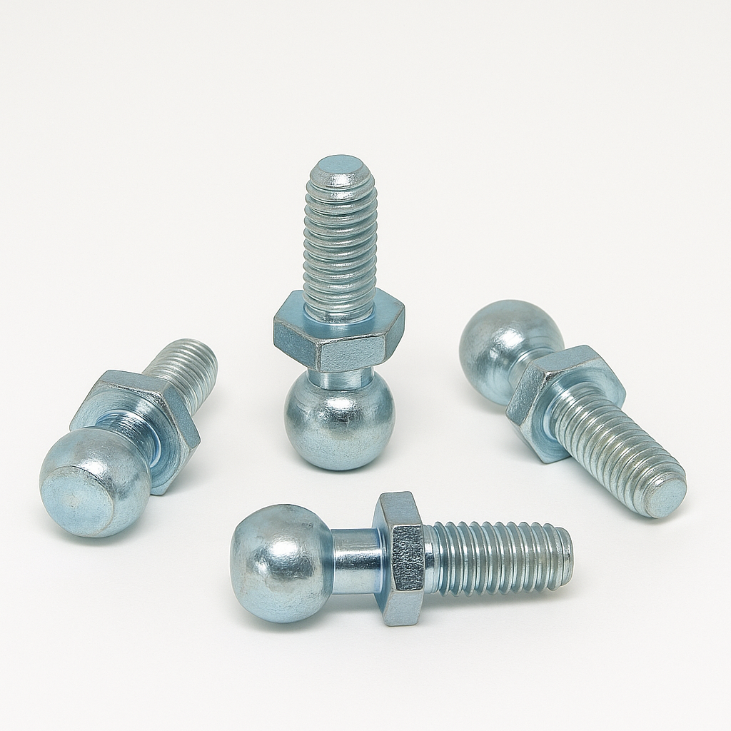 2x M8 Thread Gas Strut Ball Studs + 13mm Ball Joint Fittings Zinc Plated Steel