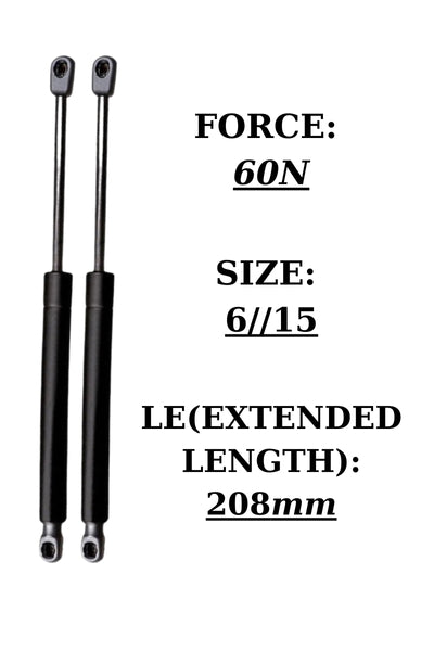 2x 60N Short Gas Struts β Paddle Box Compatible β Compact Lid Lift Support Set