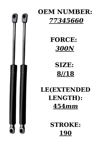 2x Tailgate Gas Struts for Fiat Punto I 1993β1999 β OEM 77345660 300N 454mm