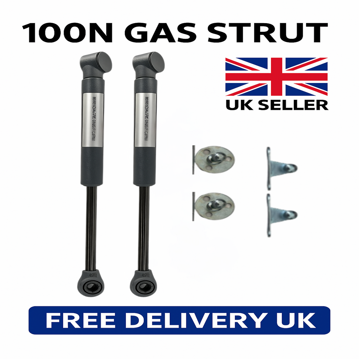 2x 100N Gas Struts β Soft Close Lift Supports with Cabinet Door Hinges & Brackets