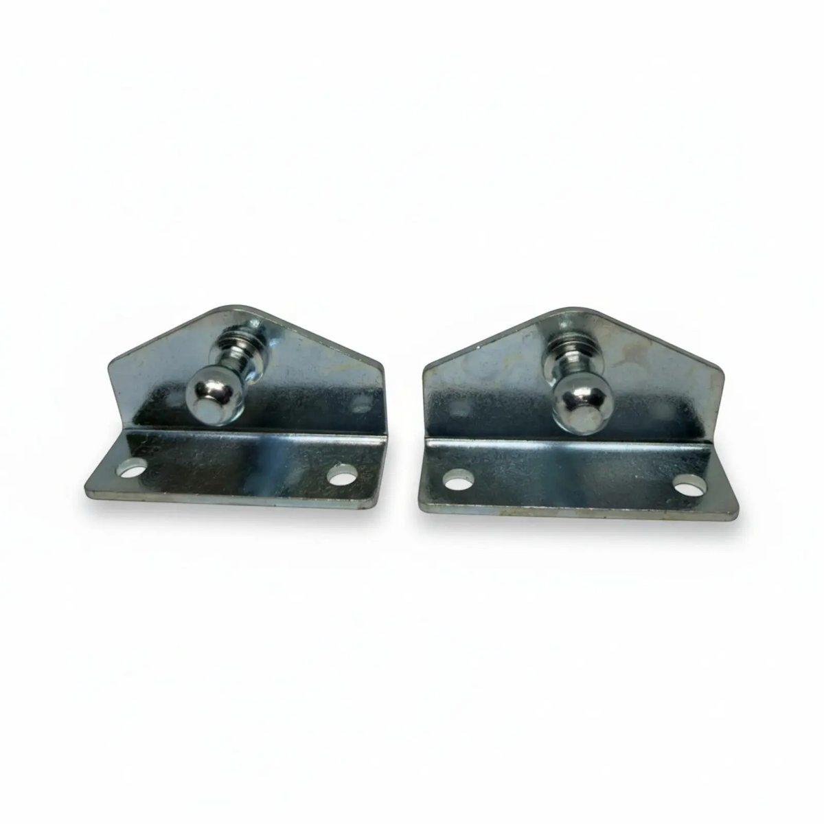 2x 10mm zinc plated steel L bracket gas strut mounts with ball stud. Ideal for cabinets and toolboxes | SpringFix UK