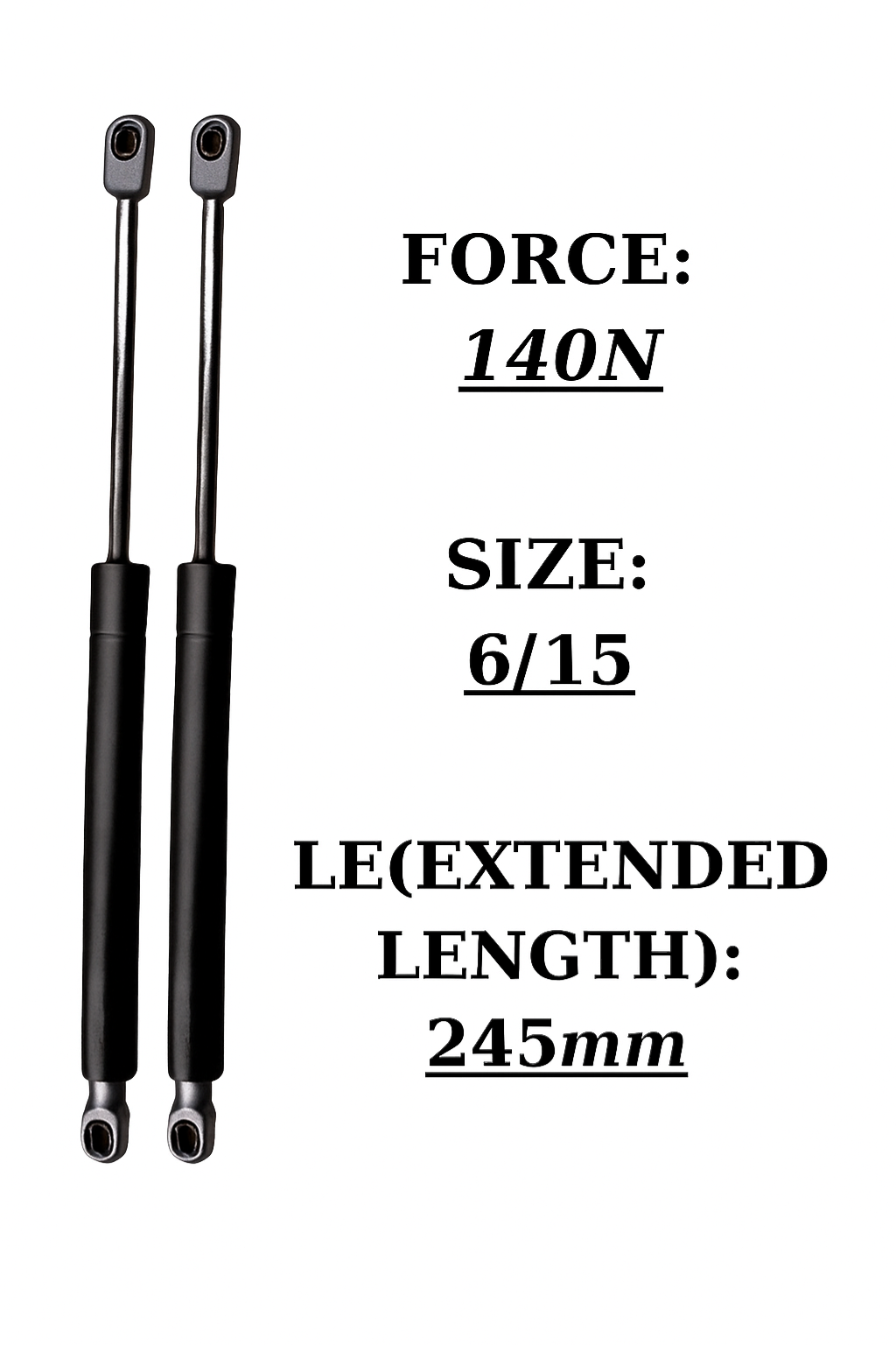 SpringFixUk pair of 2x 140N short gas struts, 245mm extended length, 6/15mm size, for toolboxes and small hatches.