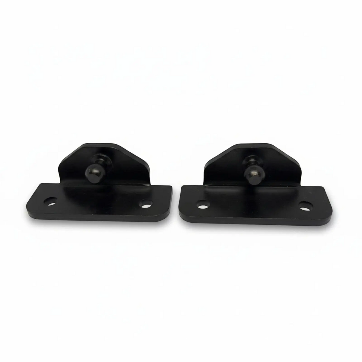 Pair of black heavy duty L-shaped gas strut mounting brackets with 13mm ball studs | SpringFix UK