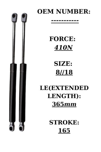 SpringFixUk pair of black steel tailgate gas struts for BMW 5 Series E34, 410N force, 365mm extended length.