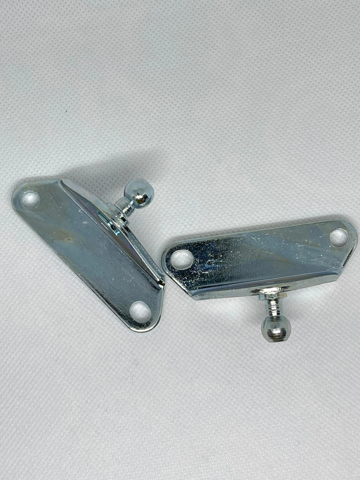SpringFixUk 2x heavy-duty zinc-plated steel gas strut brackets with 10mm ball stud, left mount design.