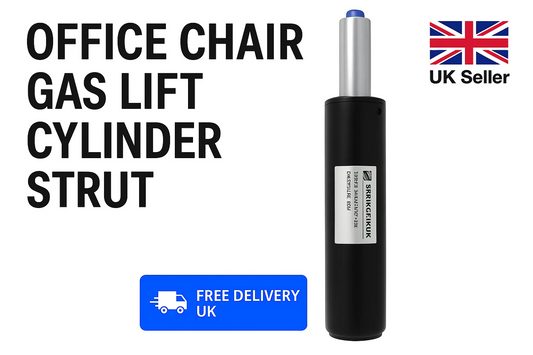 SpringFixUk heavy duty black office and gaming chair gas lift cylinder with chrome piston shaft. 260mm replacement strut.