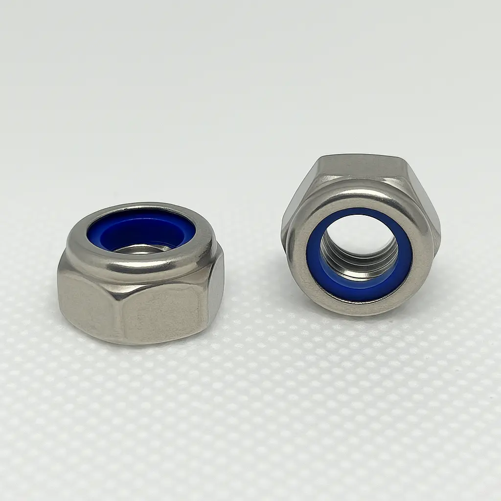 M10 A2 stainless steel nyloc lock nuts with blue nylon insert, DIN 985 standard | SpringFix UK