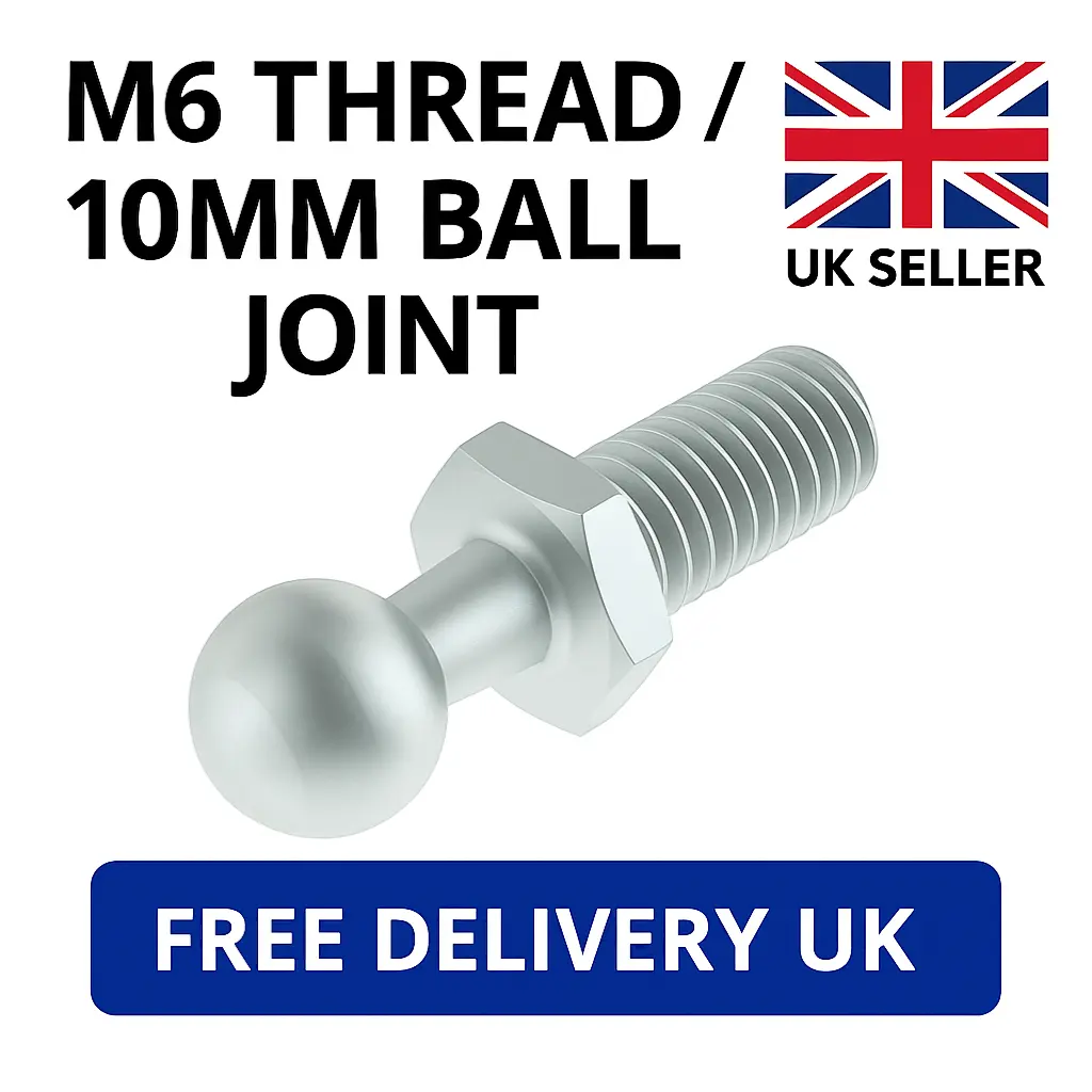 M6 zinc plated steel ball stud bolt with 10mm ball for gas struts. Pack of 2 | SpringFix UK