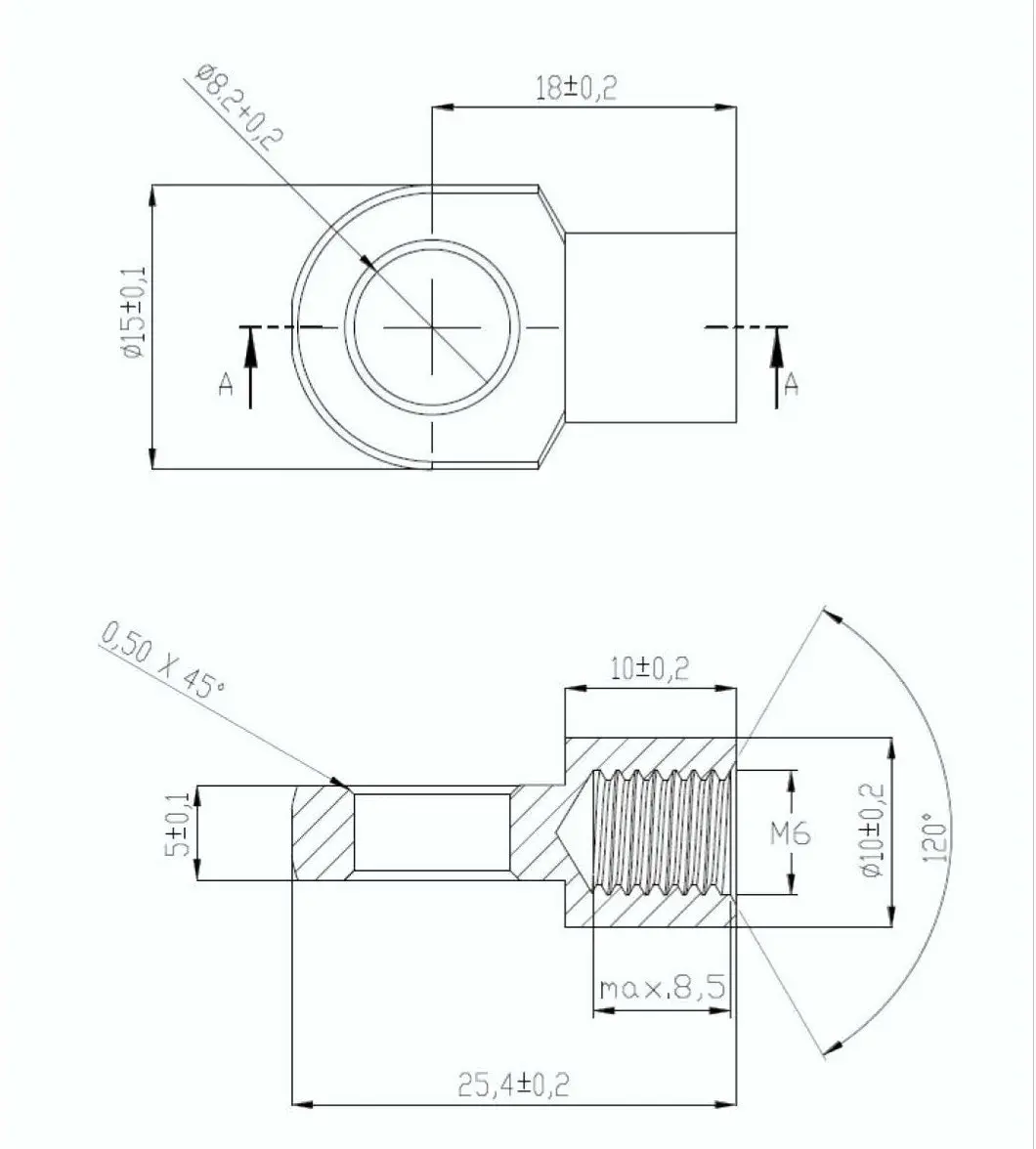 SpringFixUk M6 female thread zinc-plated steel gas strut eye end fitting with 8.2mm hole.
