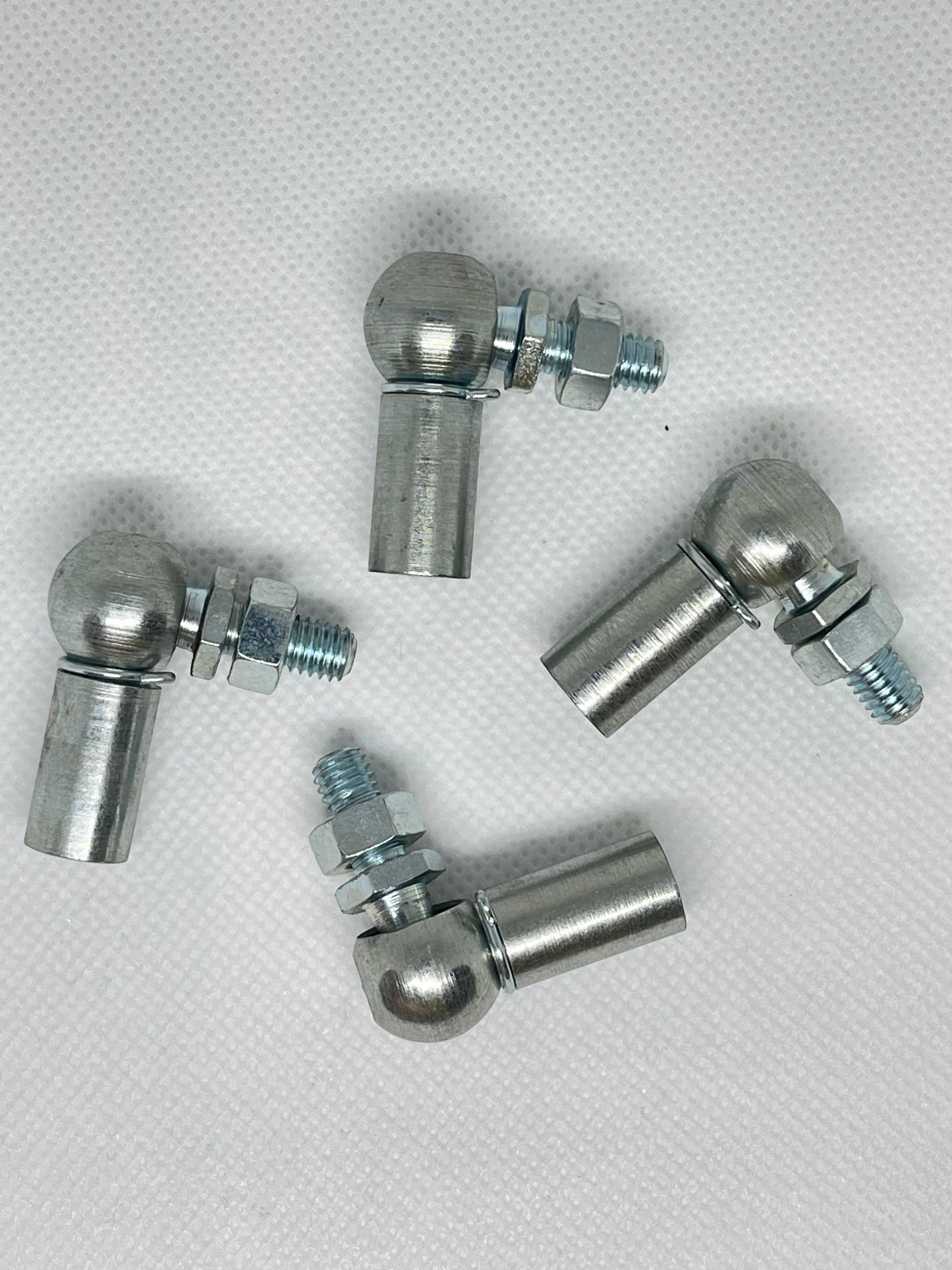 SpringFixUk M6 gas strut end fittings with 10mm ball joint, made of zinc plated steel.