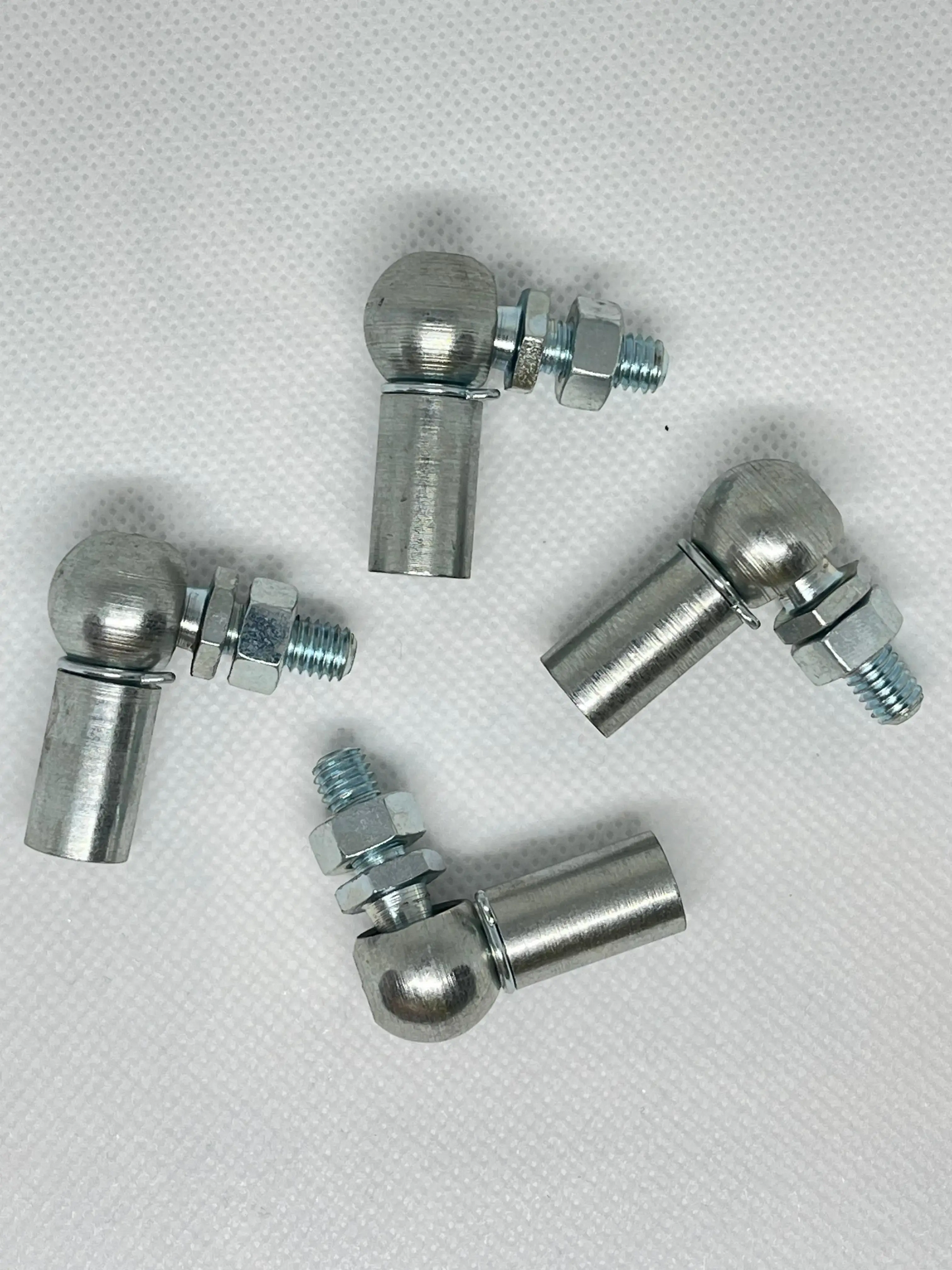 SpringFixUk M6 gas strut end fittings with 10mm ball joint, made of zinc plated steel.