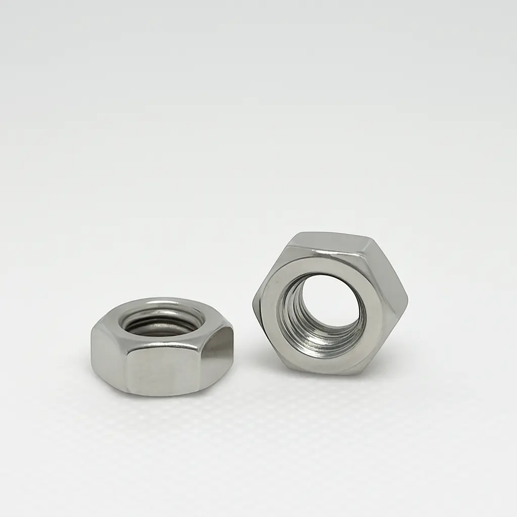 SpringFixUk M6 A2 stainless steel hex nuts, DIN 934 standard, corrosion resistant, ideal for automotive and general fastening.
