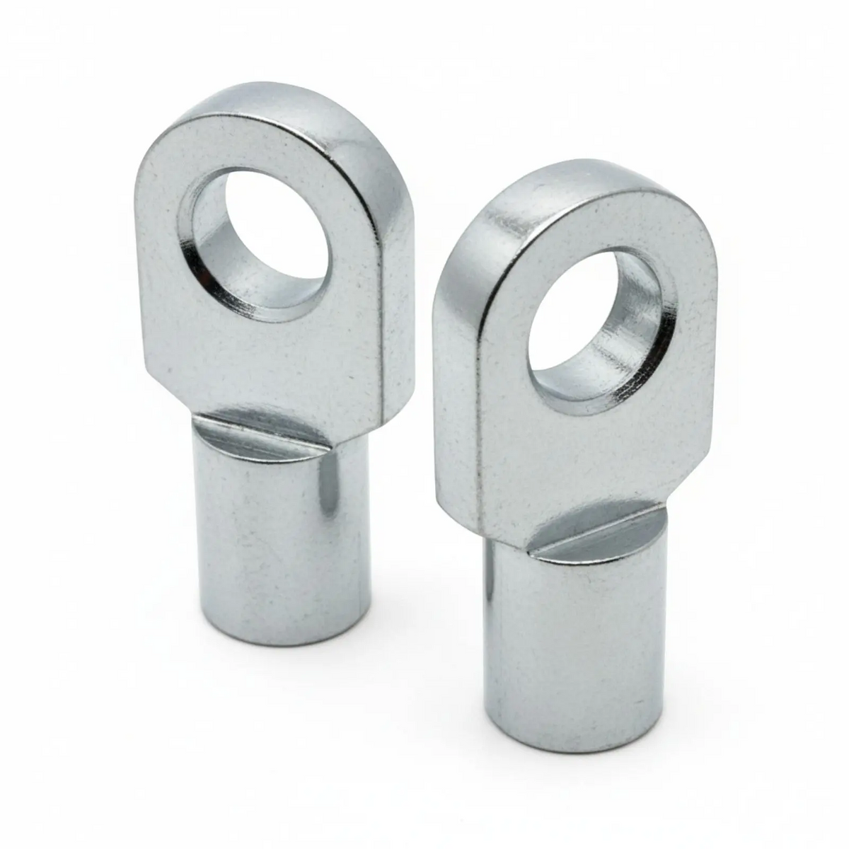 Pair of M8 female thread zinc-plated steel gas strut eye end fittings | SpringFix UK