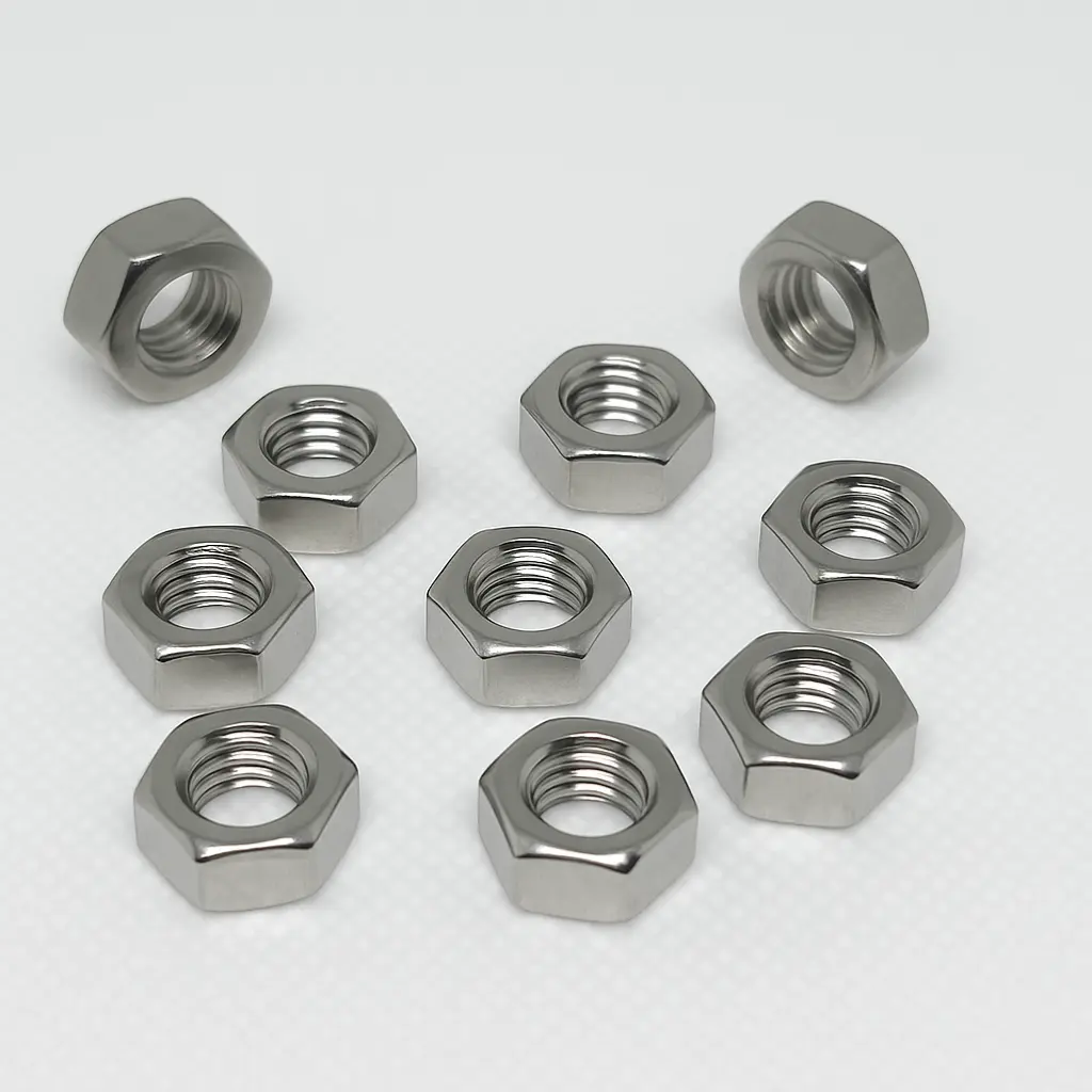 M8 A2 stainless steel hex nuts, DIN 934 standard, corrosion resistant, ideal for machinery and outdoor use | SpringFix UK