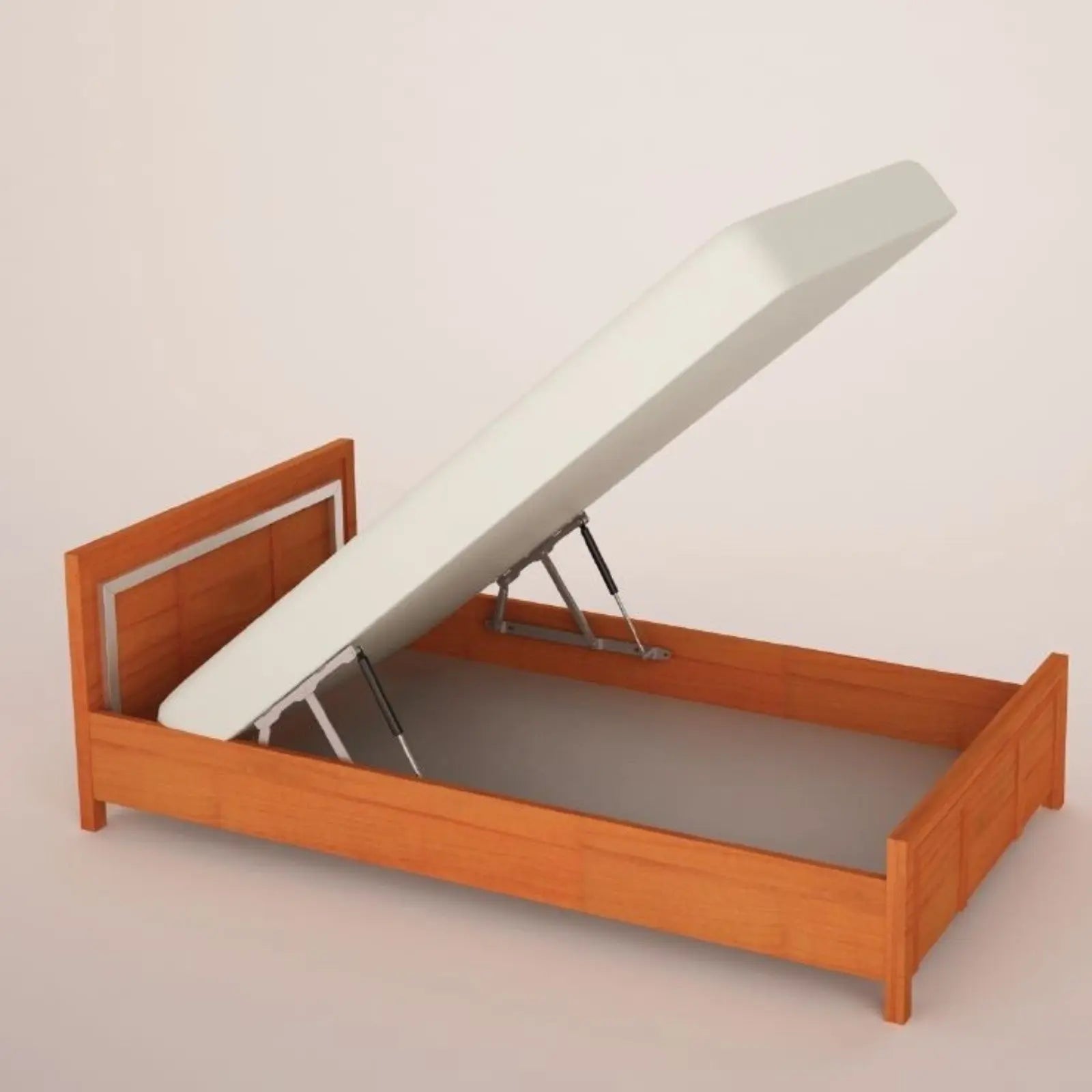 3D render of ottoman storage bed with lift mechanism set open SpringFixUk