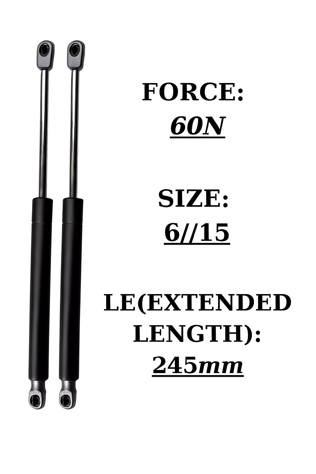 2x 60N Short Gas Struts with Brackets – Toolbox Hatch Lid Lift Supports UK