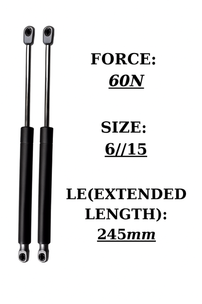 2x 60N Short Gas Struts with Brackets – Toolbox Hatch Lid Lift Supports UK