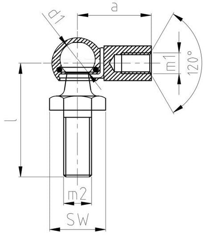 BJ13-2588- BALL-JOINT EYELET DIN71802 13mm M8 M8 SW13 END FITTINGS (4 Pcs)