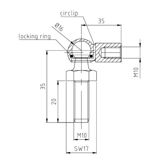 M10 Gas Strut Ball Joint End Fitting 16mm Ball Socket DIN 71802 – 2 Pack | SpringFix UK SpringFixUk