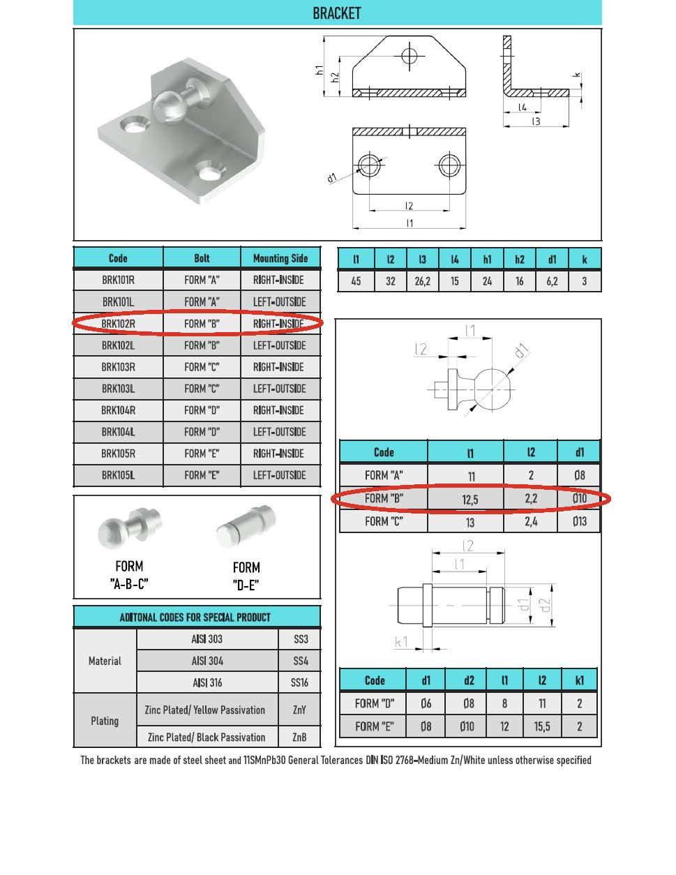 2x Gas Strut End Fittings – 10mm Ball Stud with Mounting Brackets Heavy Duty UK