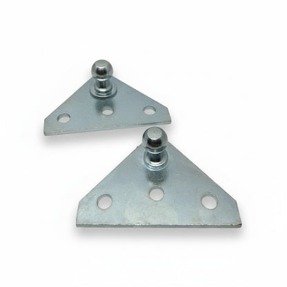 2x 10mm Ball Stud Gas Strut Brackets – Zinc Plated Steel Flat Mounting Plates