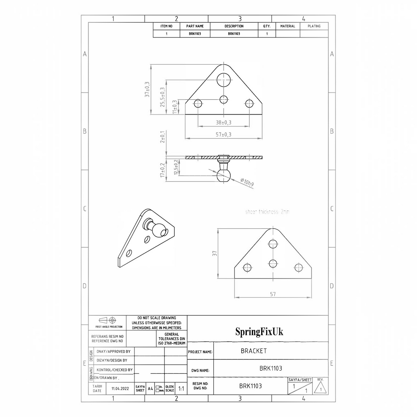 Stainless Steel Gas Strut Mounting Plate 10mm Ball Stud A2 304 Marine – 2 Pack | SpringFix UK SpringFixUk