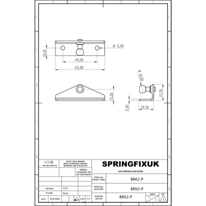 2x 10mm Gas Strut Bracket Ball Stud Low Profile Zinc Plated