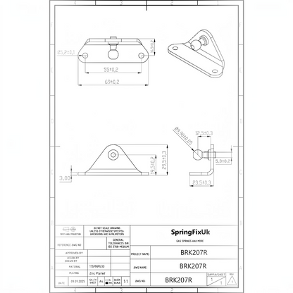 Gas Strut Mounting Bracket 10mm Ball Stud Right Mount Heavy Duty – 2 Pack | SpringFix UK SpringFixUk