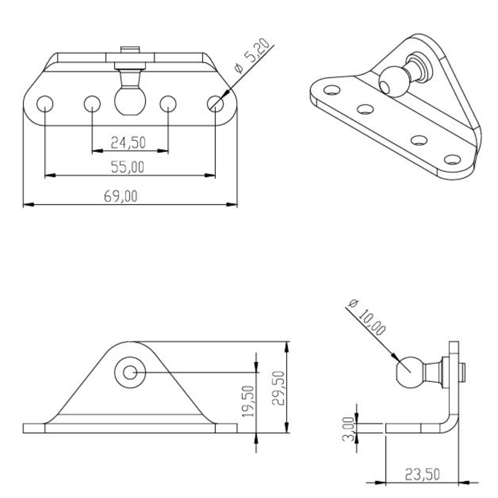 Gas Strut Mounting Bracket 10mm Ball Stud Right Mount Form B Zinc – 2 Pack | SpringFix UK SpringFixUk