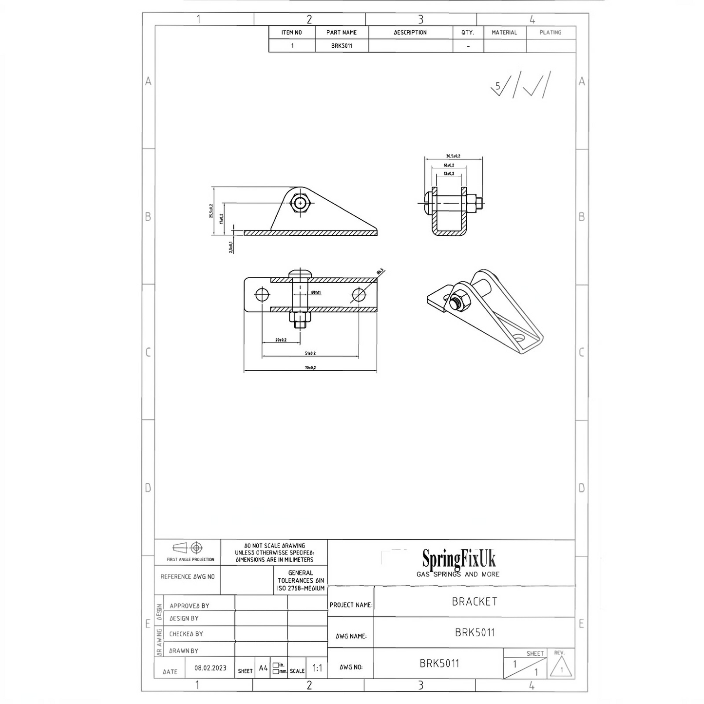 Gas Strut Pivot Hinge Bracket 8mm Pin M6 Bolt Side Mount Zinc – 2 Pack | SpringFix UK SpringFixUk