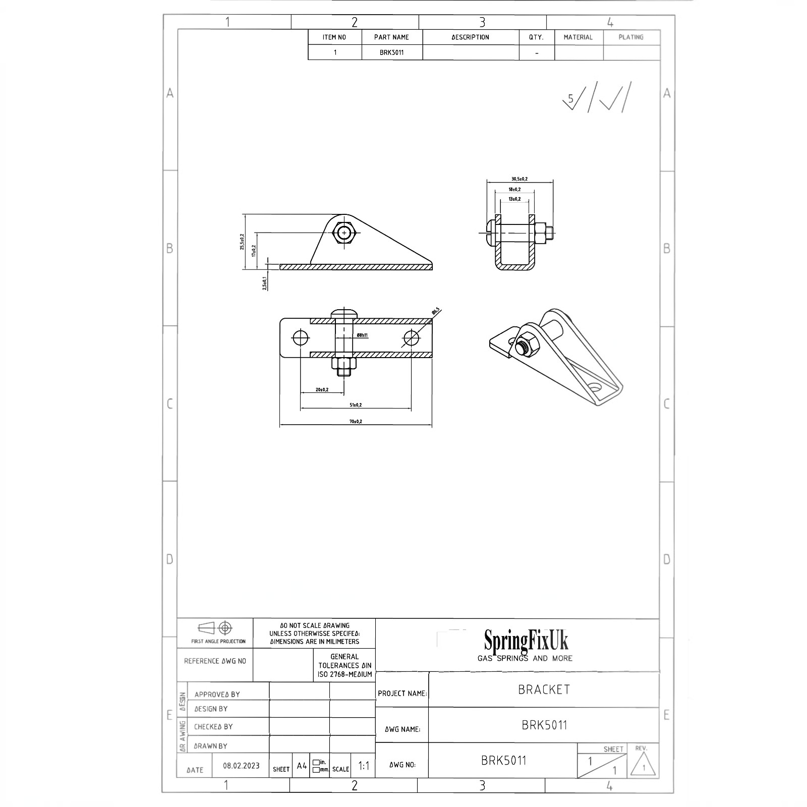 Gas Strut Pivot Hinge Bracket 8mm Pin M6 Bolt Side Mount Zinc – 2 Pack | SpringFix UK SpringFixUk