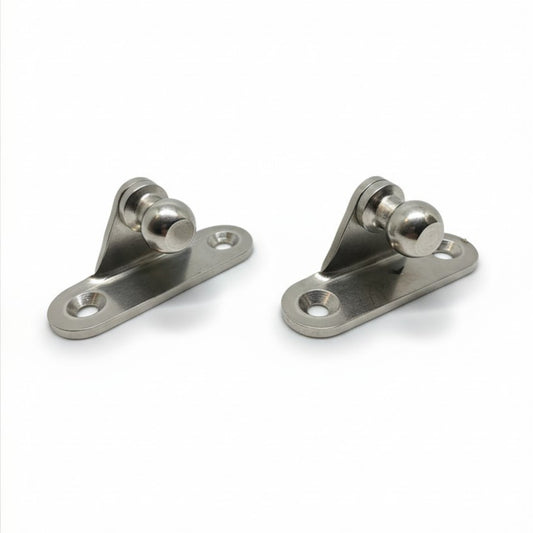 2x Stainless Steel Gas Strut Side Mount Brackets with Fixed 10mm Ball Stud