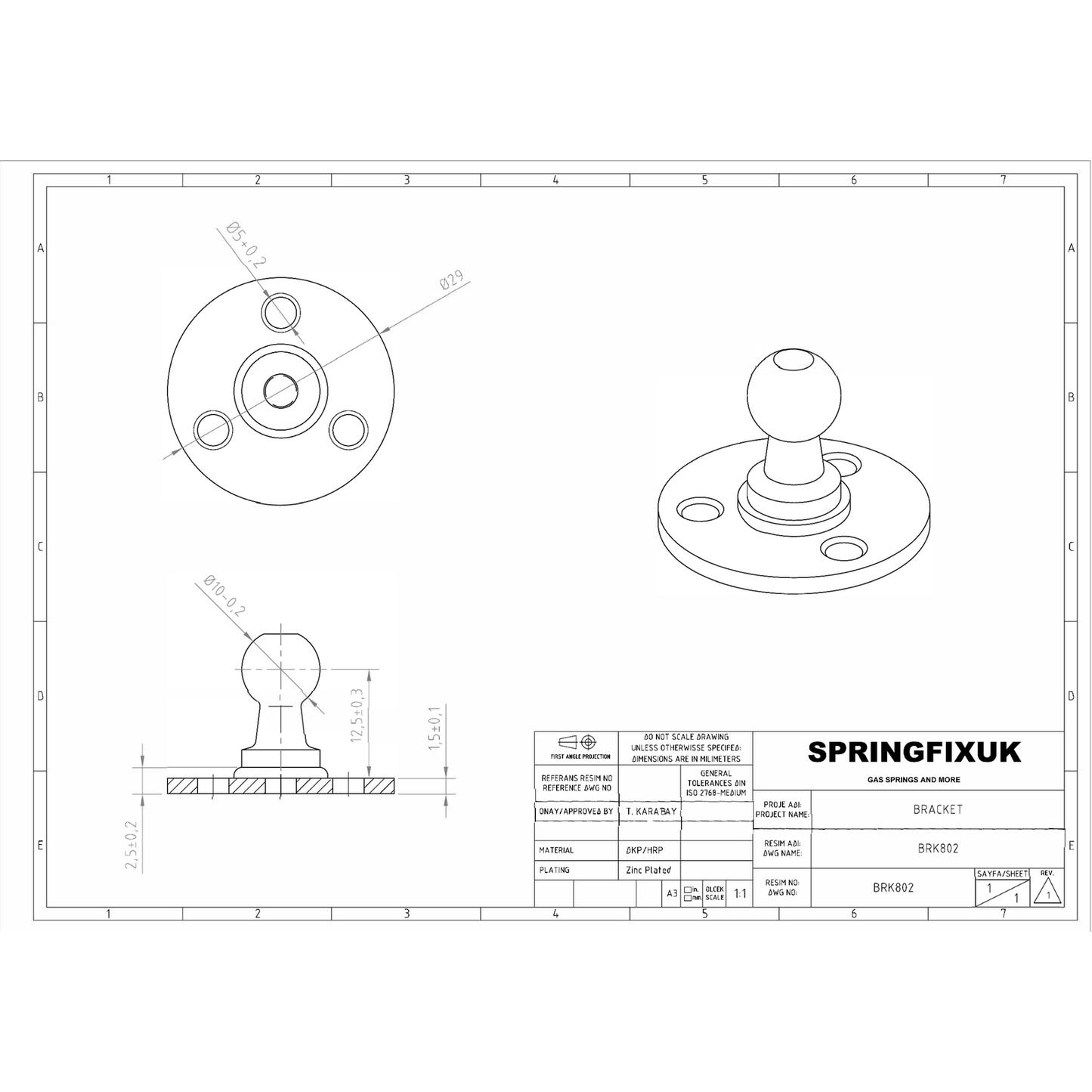 2x 10mm Gas Strut Bracket Ball Stud Mounting Plate Zinc Steel