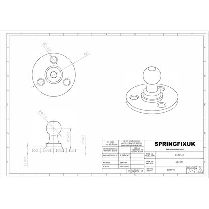 2x 10mm Gas Strut Bracket Ball Stud Mounting Plate Zinc Steel