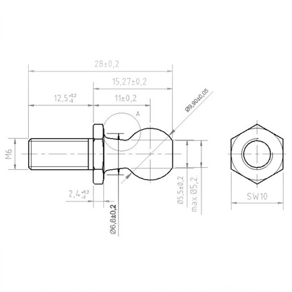 M6 Gas Strut Ball Stud Bolt 10mm Ball DIN 71803 Zinc Plated – 2 Pack | SpringFix UK SpringFixUk
