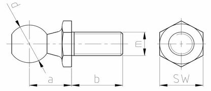 INX-BS3-13 Pair Of 10mm Ball Pin Joint M8 For Gas Spring Strut STAINLESS STEEL End Fitting Multi Fit (2 Pcs)