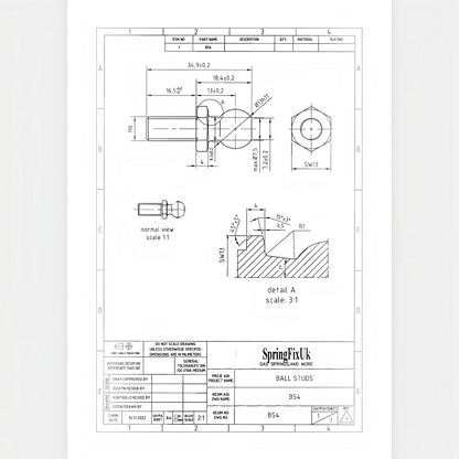 M8 Gas Strut Ball Stud Bolt 13mm Ball DIN 71803 Zinc Plated – 2 Pack | SpringFix UK SpringFixUk