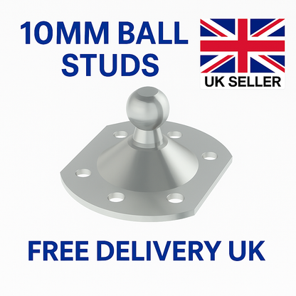 2x Gas Strut Brackets – 10mm Ball Stud Zinc Plated Steel Heavy Duty Mounting UK