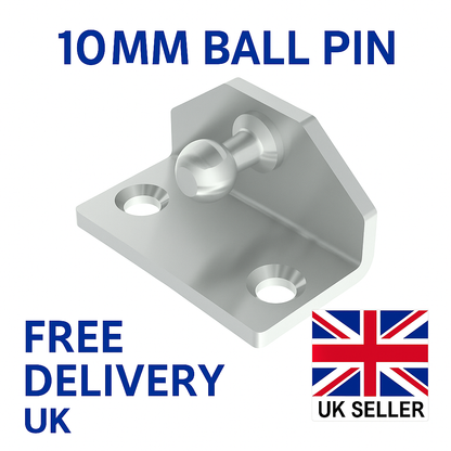 2x Gas Strut End Fittings – 10mm Ball Stud with Mounting Brackets Heavy Duty UK
