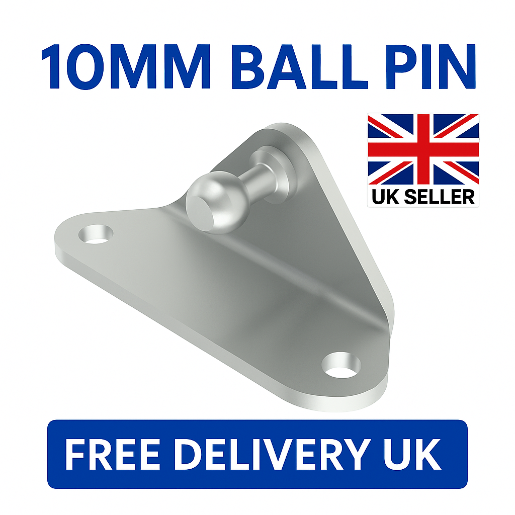 2x 10mm Gas Strut Side Mount Brackets Zinc-Plated Steel Ball Pin Fittings