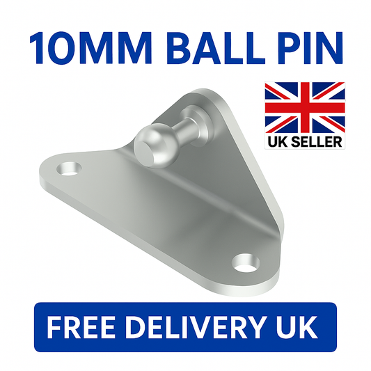 2x Gas Strut Side Mount Brackets with 10mm Ball Stud – Zinc Plated Steel