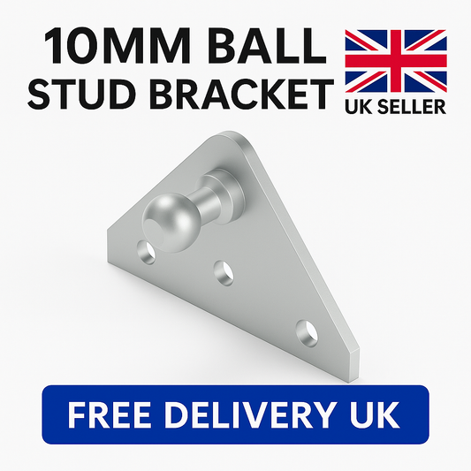 2x Gas Strut Brackets 10mm Ball Stud – Zinc-Plated Steel – Form B BRK1103 Mounting