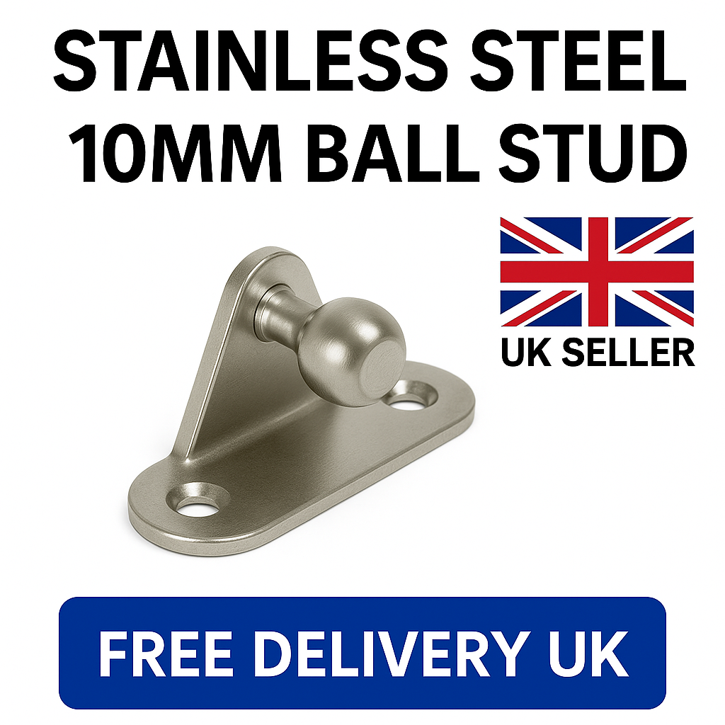 2x Stainless Steel 10mm Ball Stud Gas Strut Brackets | Side Mount UK Stock