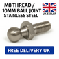 2x M8 Thread Gas Strut Ball Studs + 10mm Ball Joint Stainless Steel End Fittings