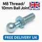 2x M8 Thread Gas Strut Ball Studs + 10mm Ball Joint Fittings Zinc Plated Steel
